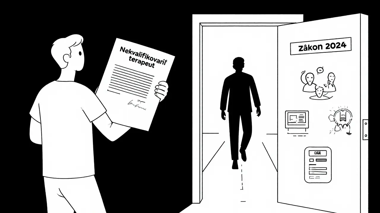 Klient odchází od nekvalifikovaného terapeuta k jasně označenému zákonu 2024.
