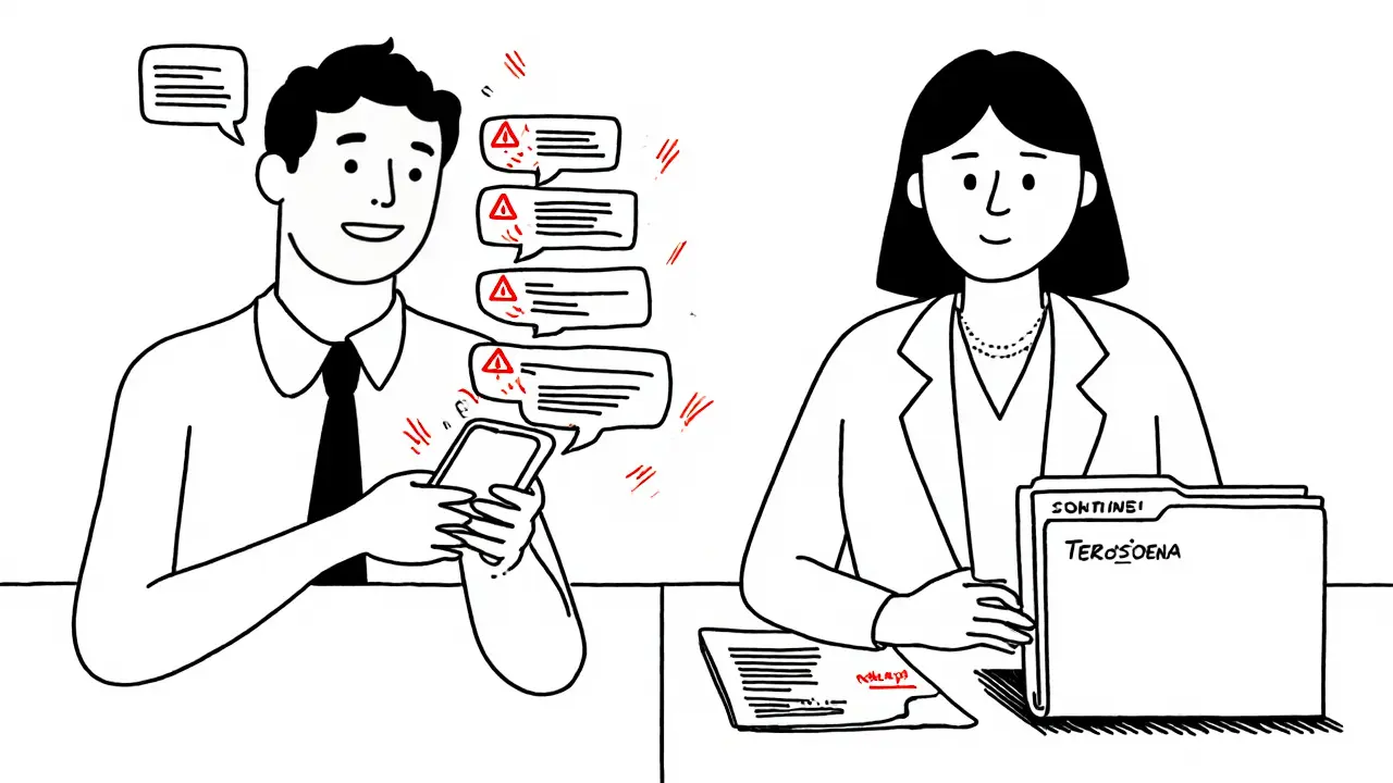 Terapeut ukončuje terapii kvůli překročení hranic a nabízí alternativního odborníka.