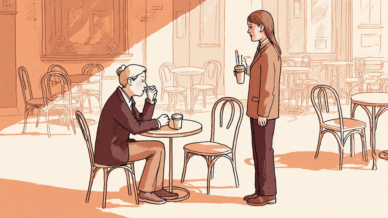 Terapeut v kavárně nechá klienta stát bez reakce na jeho pozdrav.