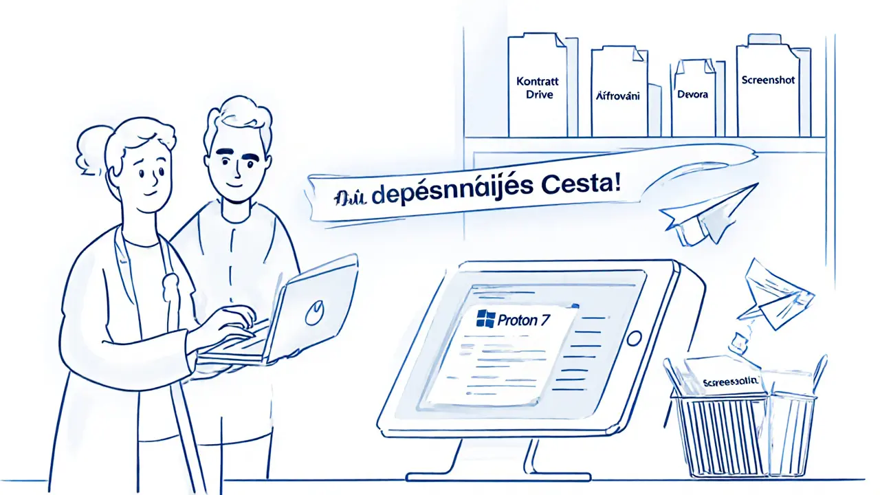 Terapeut pomáhá klientovi přejít na bezpečnější zařízení.