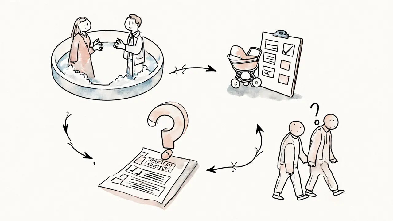 Čtyři symbolické scény znázorňující stagnaci, životní změnu, nový cíl a nejistotu ve vztahu.