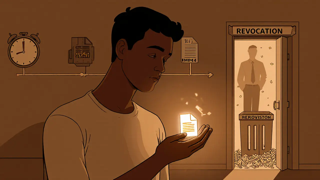 Klient drží svou nahrávku, zatímco se v časové ose zobrazuje její bezpečné uchování a zánik.