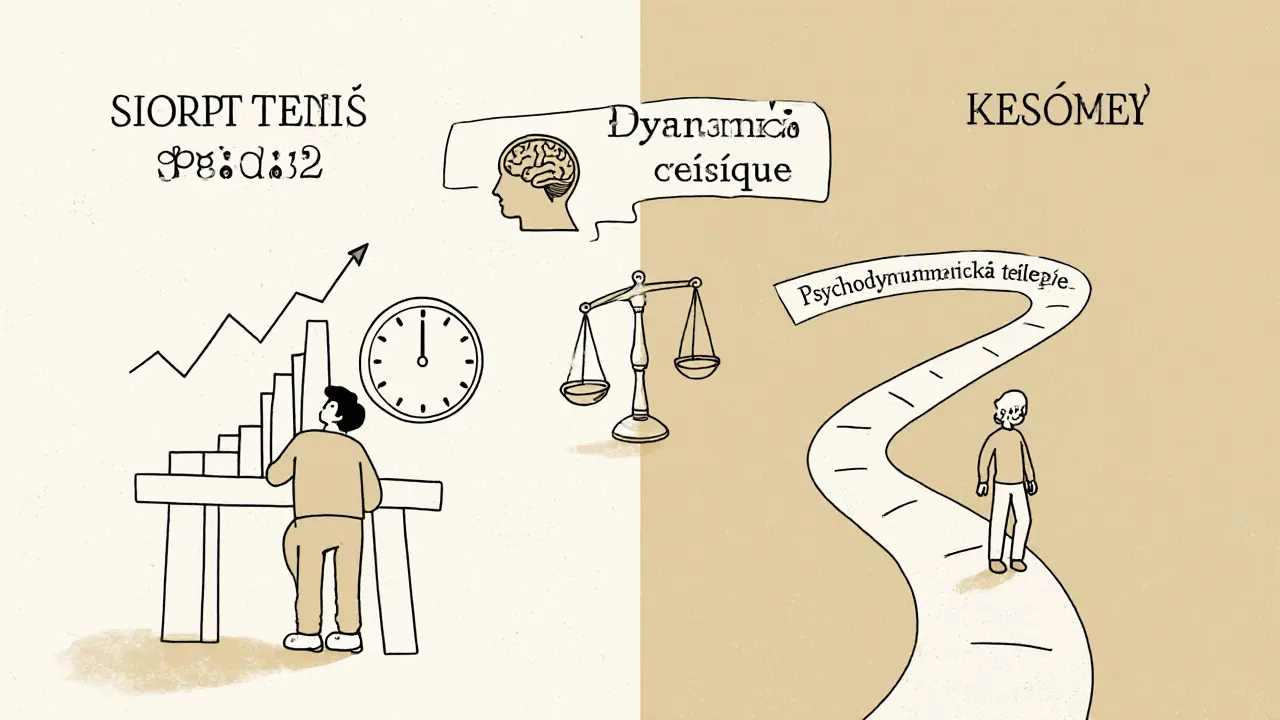 Dvě cesty terapie: krátkodobá s růstem a dlouhodobá s cestou, váží se vztah a metoda.