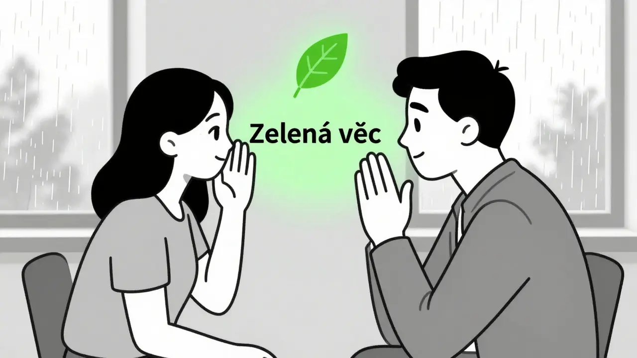 Klient používá tichý signál, aby přerušil rozhovor, terapeut okamžitě reaguje.