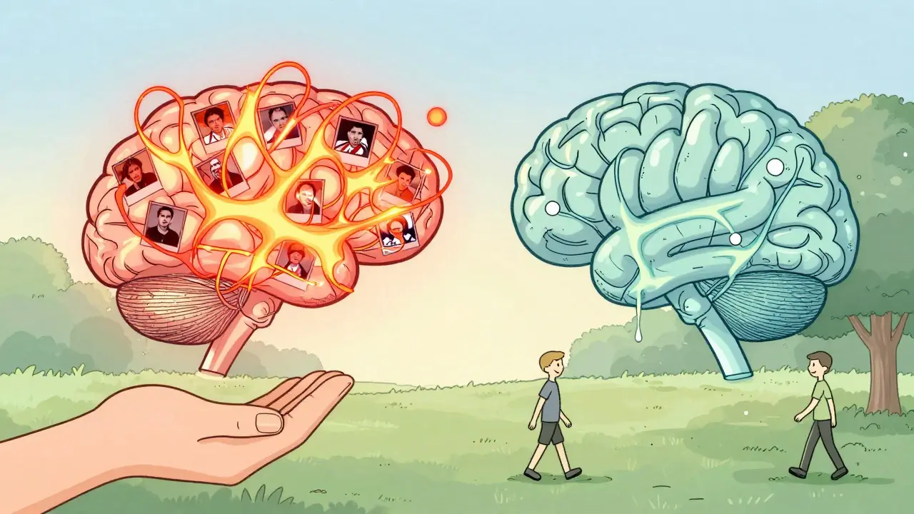 Mozek s dvěma částmi: jedna chaotická od porna, druhá se obnovuje přes lidské spojení.