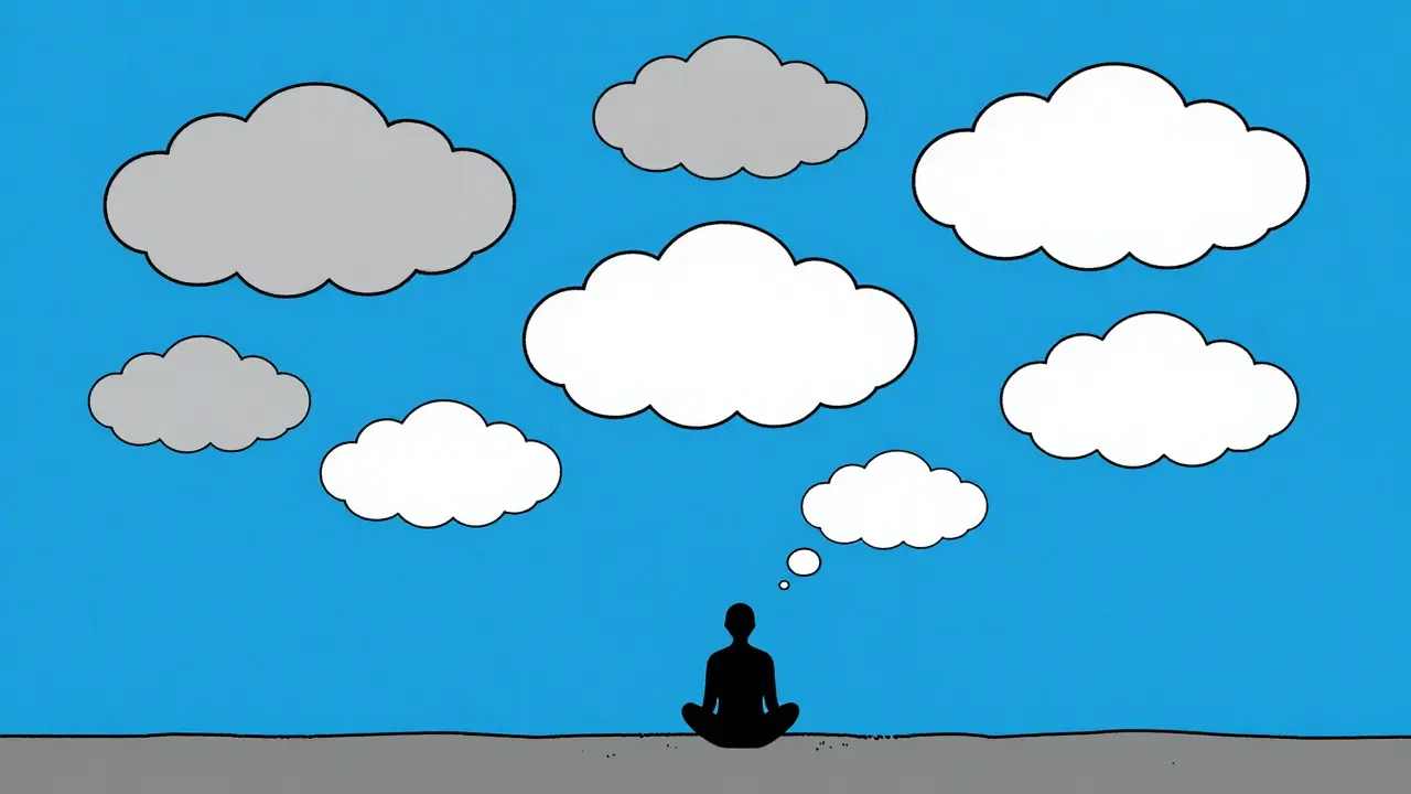 Oblačky představující myšlenky pod hlavičkou