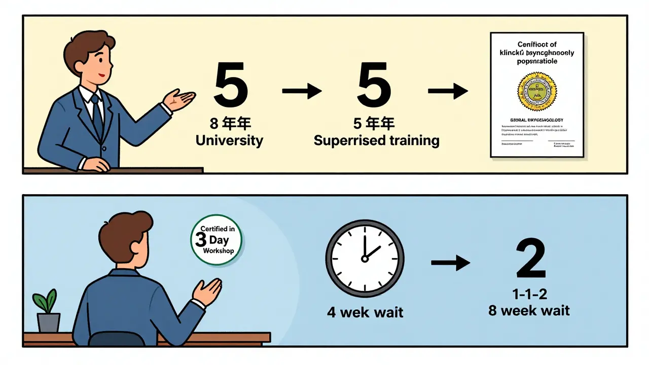 Porovnání vzdělávací cesty klinického psychologa a běžného psychologa v grafické podobě.
