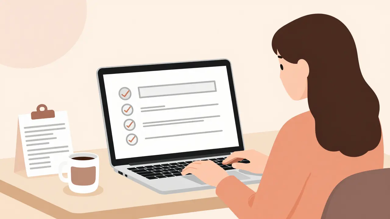 Kresba klienta komunikujícího s terapeutem přes notebook o změně termínu.