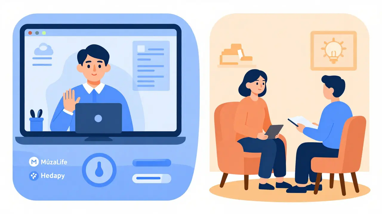 Online terapie a osobní konzultace v ilustrativním stylu