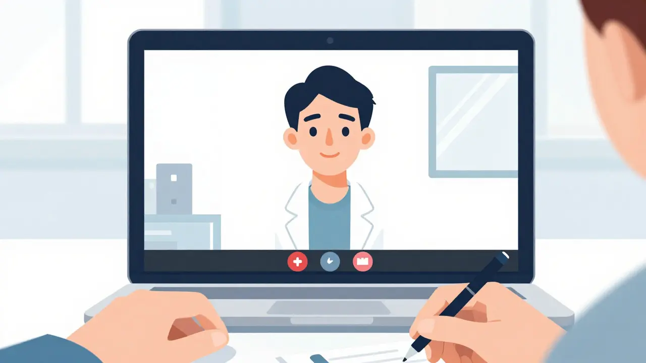Ilustrace důvěryhodného kontaktu během online videohovoru s terapeutem