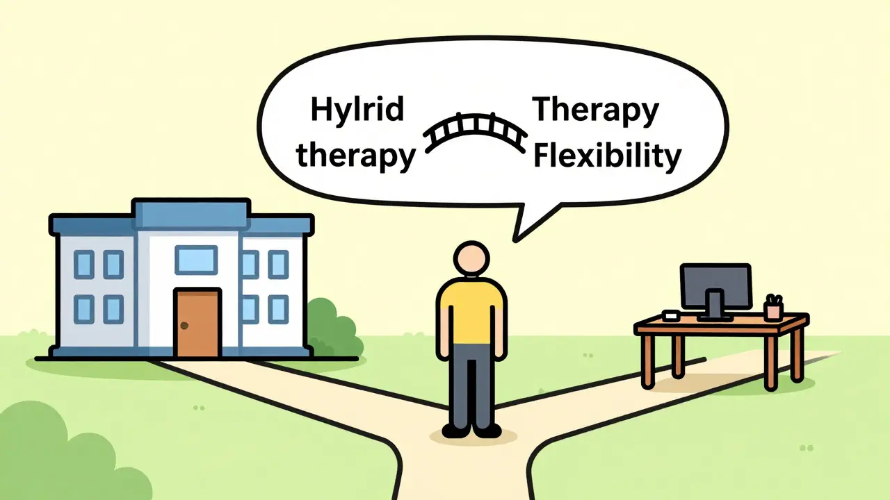 Kresba symbolizující flexibilitu hybridního modelu psychoterapie