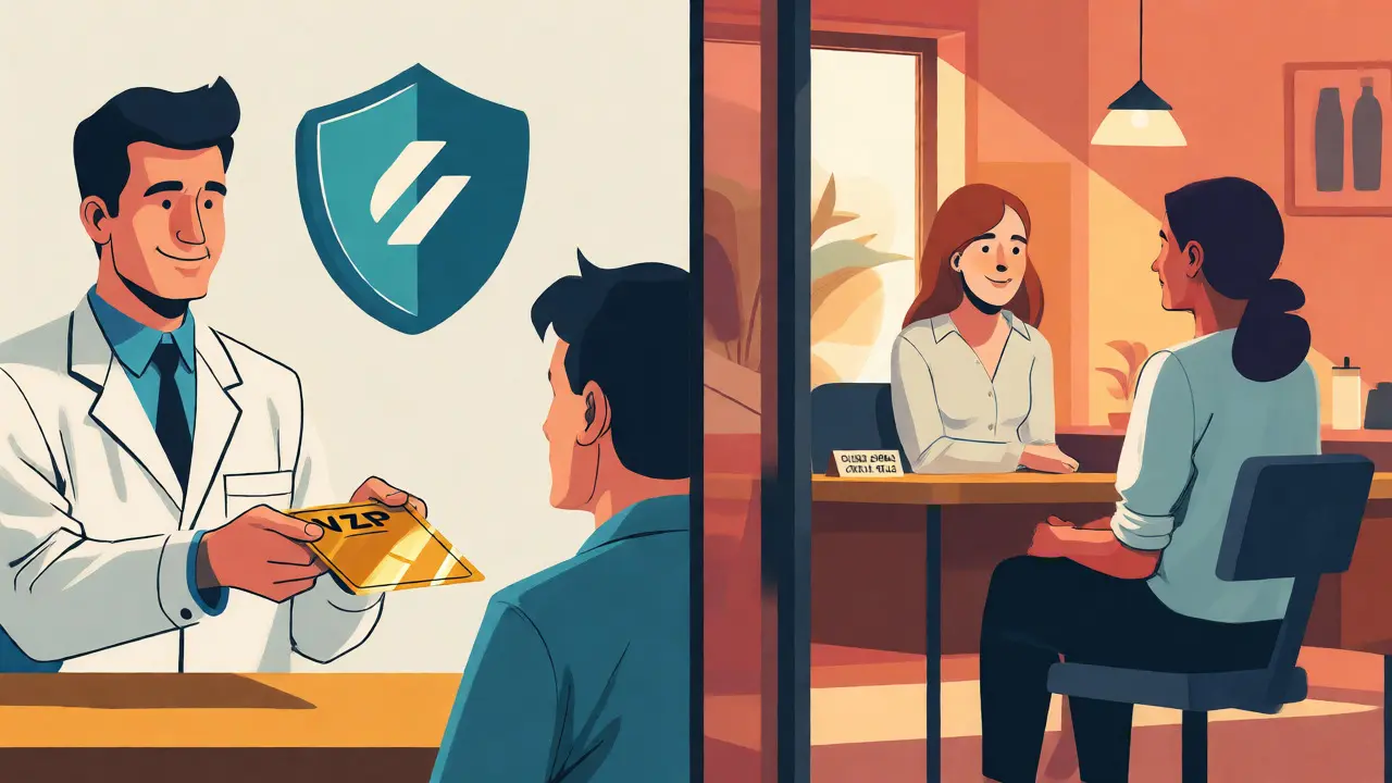 Ilustrace srovnávající příspěvek pojišťovny a sociální kliniku