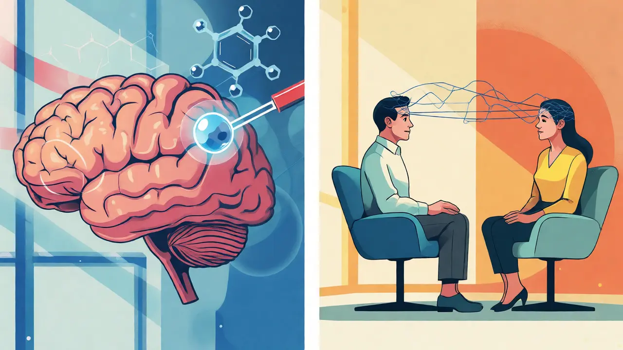 Porovnání mechanismu účinku antidepresiv a psychoterapie pomocí rozdělené kompozice